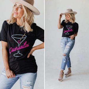 Bella + Canvas Quarantini Graphic T-Shirt Black